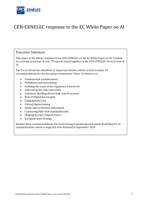 CEN-CENELEC 对 EC 人工智能白皮书的回应